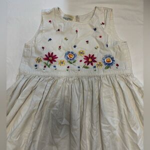 Laura Ashley Cream Dress with Floral Embroidery